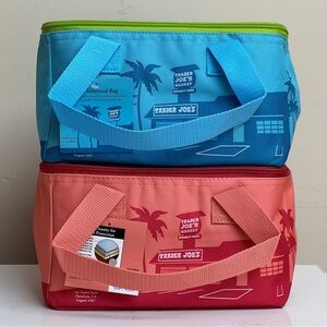 Trader Joe's Mini Insulated Bags - 2Pk Light Blue and Peachy Pink NWT